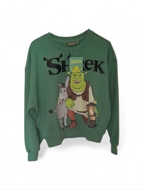 Dreamworks Oversized Shrek Graphic Crewneck Sweatshirt - Green